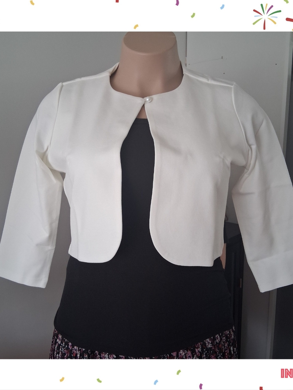 Women’s Cream Cropped Jacket - Elegant Open Front Bolero